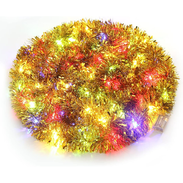 Christmas Tinsel Garland, 33 Ft Golden Garland Hanging Garland with 100