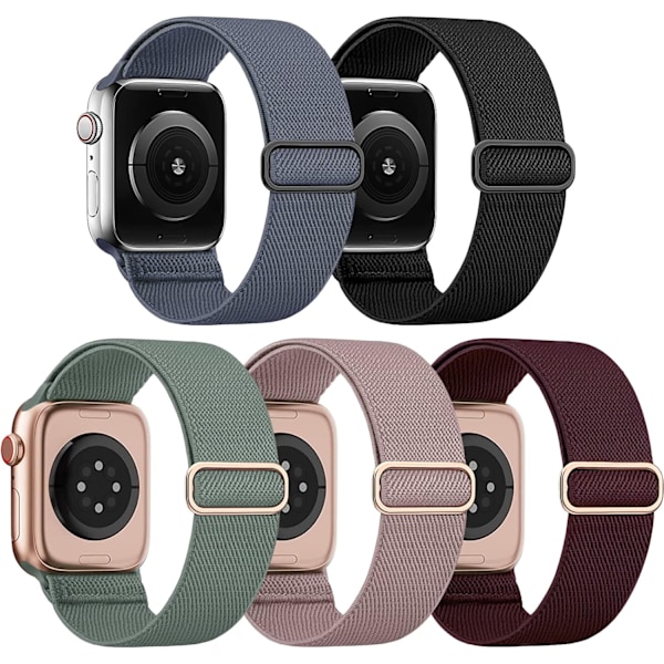 5-pack stretchig nylon kompatibel för Apple Watch Band 38 mm