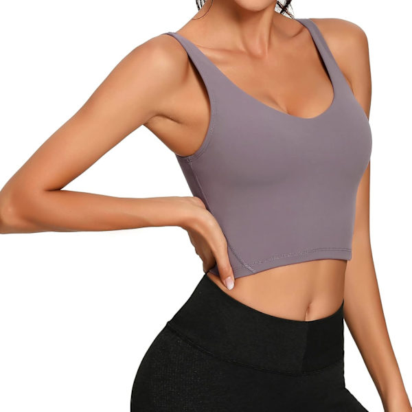 Sport-bh för kvinnor med lång linning, crop top, vadderad, träning, löpning, yoga