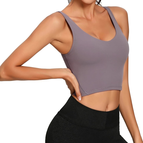 Sports-BH for kvinner med lang rygg, lang topp med polstring, trenings-BH for løping og yoga