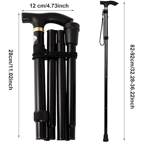 Hopfällbar och justerbar design Walking Cane Folding Cane Portable Walking Cane