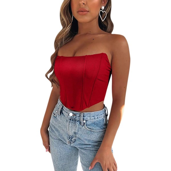 Dame Ærmeløs Push Up Bustier Korset Benet Off Shoulder Bodyshaper Crop