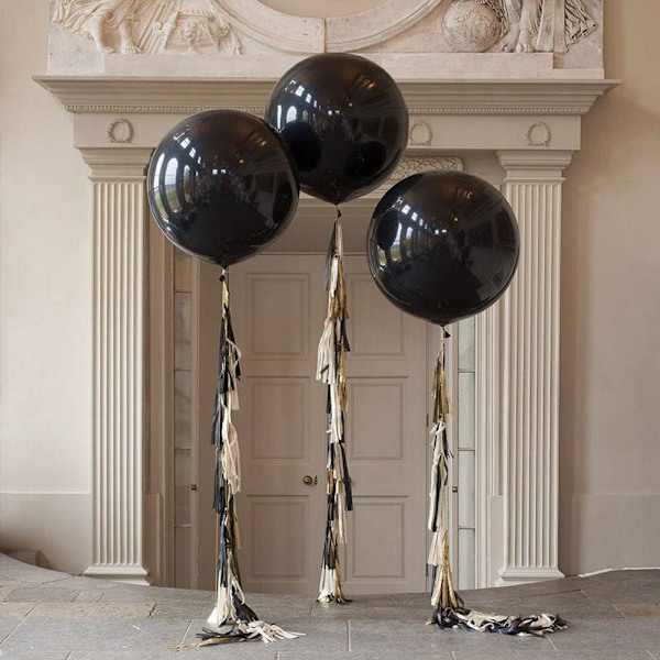 36 inch Glitz and Glam Tassel Tail Black Giant Balloon for Halloween Party Wedding Decoration (3 Pack) Black 36 Inch Black 36 Inch