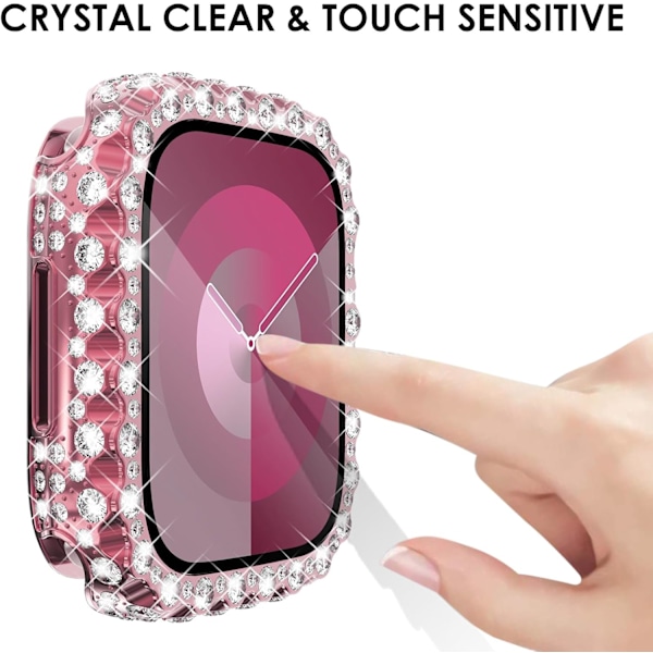 2-in-1 vedenpitävä bling-kotelo 40 mm Apple Watch -näytönsuojalle SE-sarja 6 5 4, pitsinen täysi glitter-timantti-strassi-puskuri-etukansi iWatchille