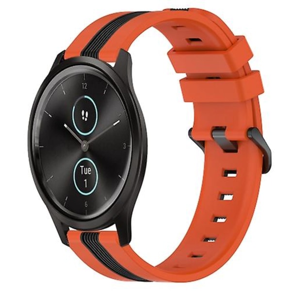 För Garmin Garminmove Style 20mm Vertikal Tvåfärgad Silikonklockarmband KOR Orange-Black