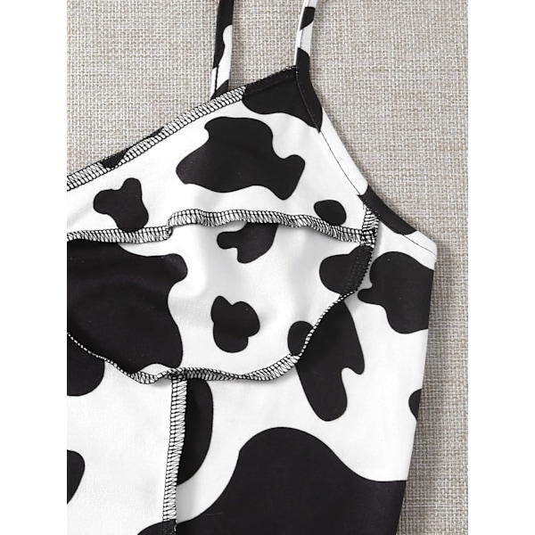 Kvinde Sød Ko Print Spaghetti Stropper Ærmeløs Cami Crop Top Camisole