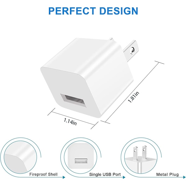 USB väggladdare Block 4Pack 5V 1A Cube USB Plug Power