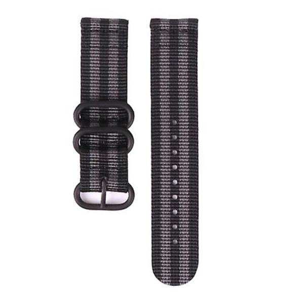 För Suunto 7 Tre-ringars Stålspänne Nylon Klockarmband KCU Black Grey