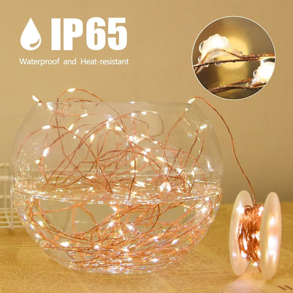 Ljusslinga med kontakt, 33 fot 100 LED-ljusslinga för sovrum, blinkande lampor med fjärrkontroll timer 8 lägen ljusslinga för jul Thanksgiving