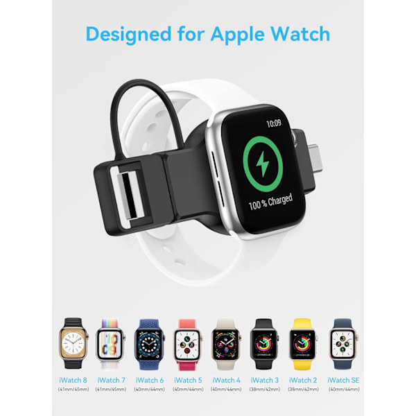 Bærbar Apple Watch-oplader. Trådløs oplader til Iwatch