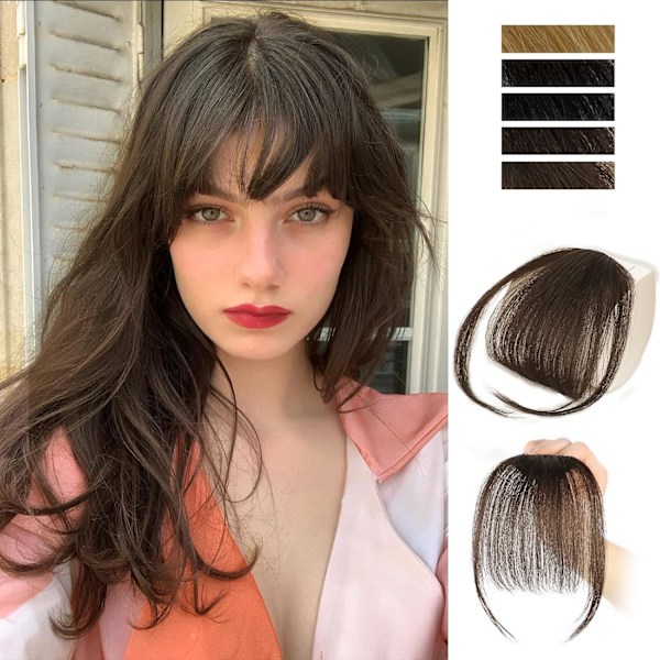 Clip-in lugg for kvinner 100% ekte hår extensions Wispy lugg Fringe