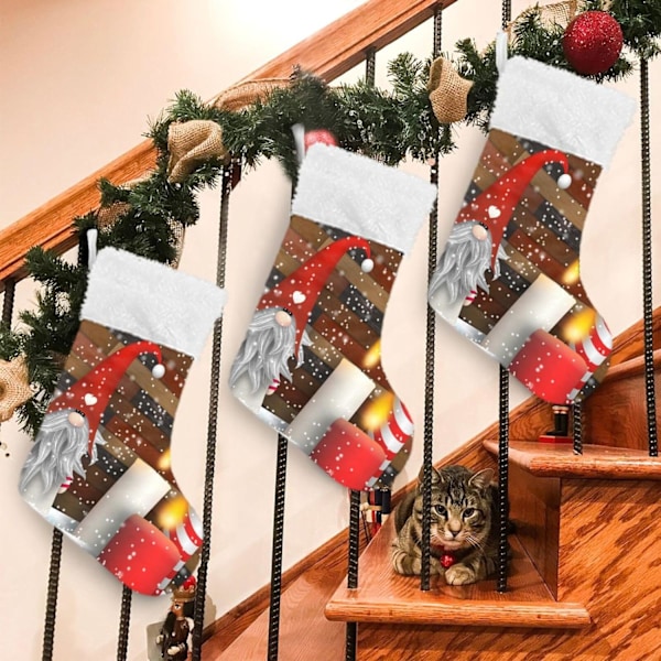 Julklapp, Personliga Julklappsstrumpor 2-pack Jultomtar med Ljus 18 tum Julstrumpor Hängande Ornament Kamin