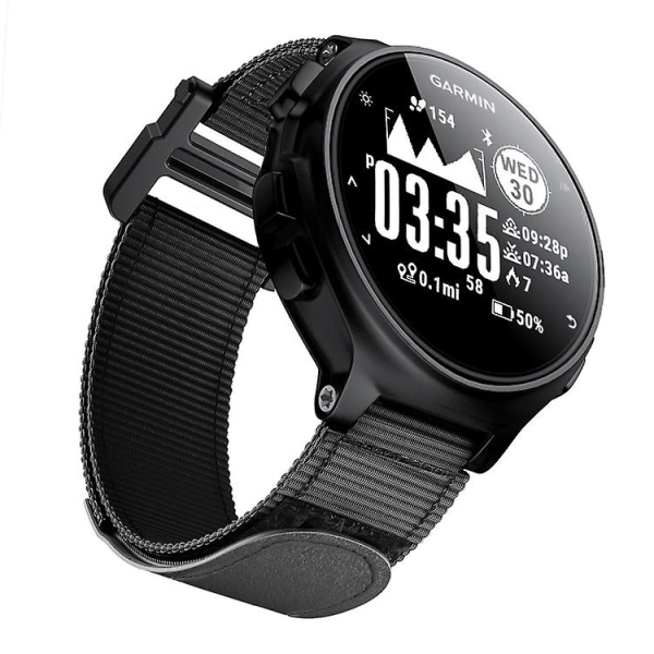 For Garmin Forerunner 735xt Krog og løkke Fastgørelse Nylon Urrem HFM Black