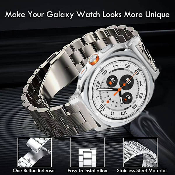 Til Galaxy Watch Ultra Bands 47mm (2024), No Gap Business Metal Rustfrit Stålarmbånd Udskiftningsrem Mænd Kvinder til   Galaxy Watch 7 Ultra