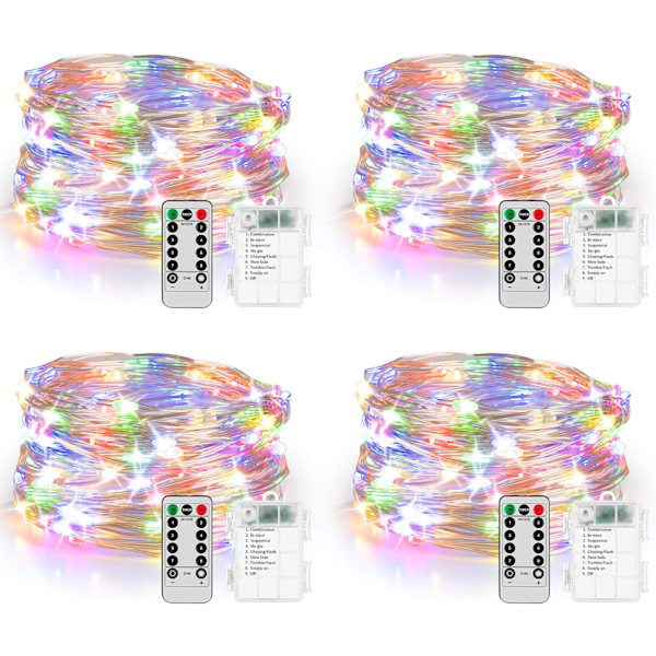 4-pack 20ft 60 LED ljusslingor med fjärrkontroll timer vattentät juldekoration