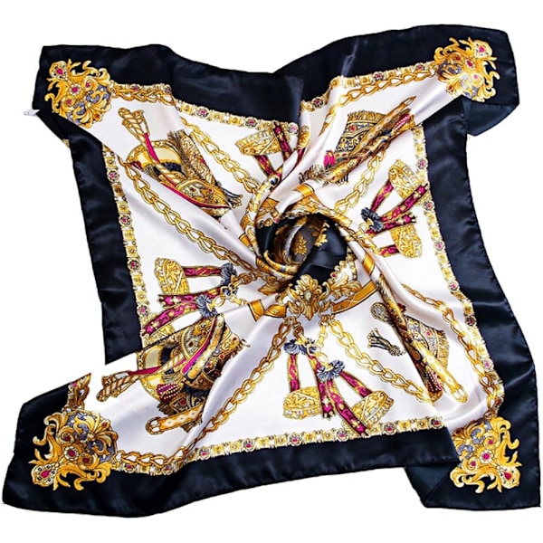 Damhalsduk i konstgjord siden, sjal i siden, blommig bandana, halsduk