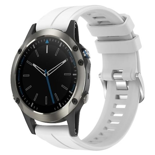 För Garmin Quatix 5 22mm Solid Color Silikon Armband RXU White