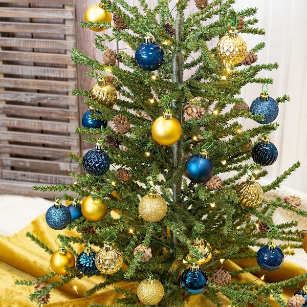 Blå Julekugler 34stk 1,57-tommer Små Juletræ Dekoration Ornamenter