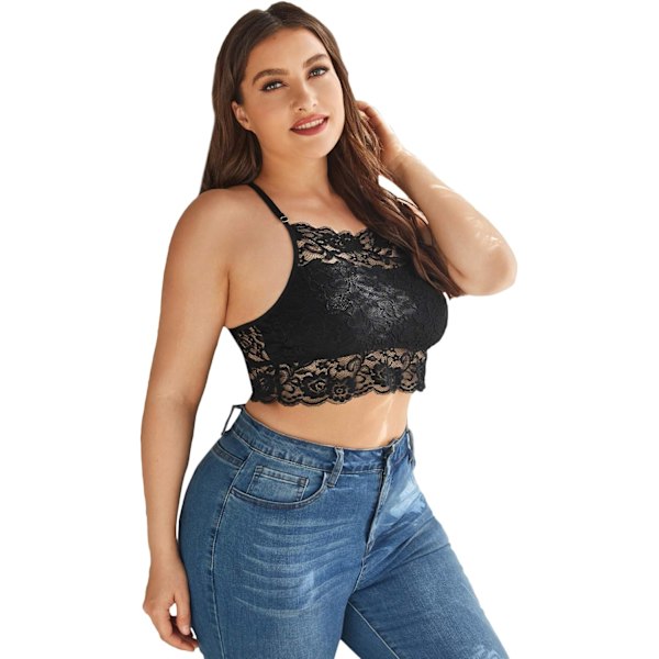 Kvinners Plus Size Blomsterblonde Langline Bralette Utskåret Lingerie Camisole