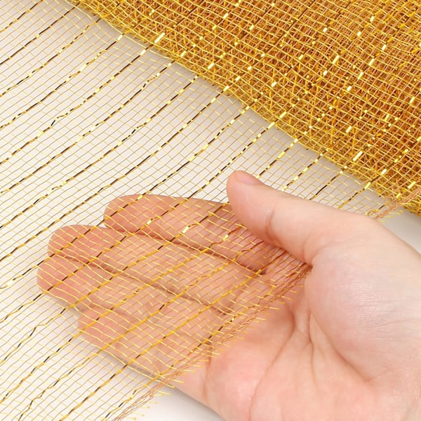 Deco Mesh 5,9 tommer x 30 fod Dekor Mesh Bånd med Metallic Foil Deco Mesh