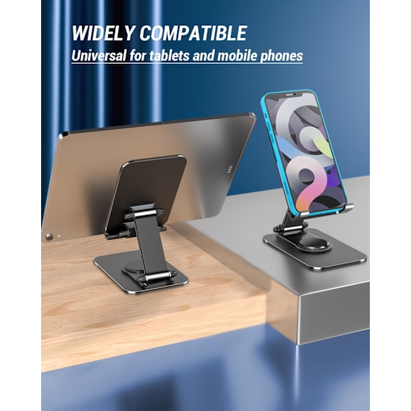 Justerbar mobiltelefonhållare för skrivbord, svart, superstabil, halkfri, skakfri, hopfällbar, utdragbar, universellt stativ för telefoner och surfplattor, svart