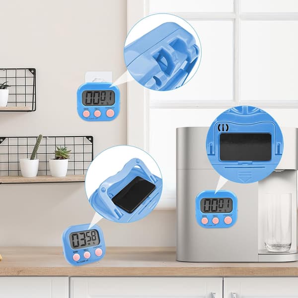 wxsp 3-delars digital kökstimer set - Magnetiska kökstimer med stor LCD-skärm - Vit, Blå,