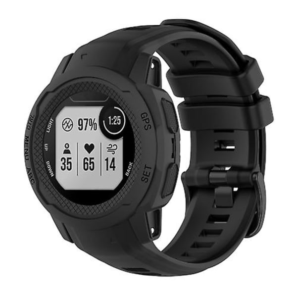 Til Garmin Instinct 2s Solid Color Silikone Sports Watch Band GZN Black