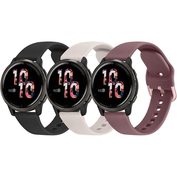 Garmin Vivoactive 4/Venu 2/Forerunner 255 ersättningsremmar (3-pack)