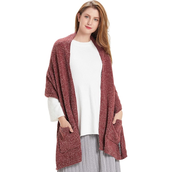 Kvinnors varma Pashmina sjal wrap vinter mjuk kashmir halsduk med fickor