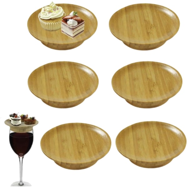 Vinglas Charcuterie Topper, 6 stk. Træ Vinglas Topper Coasters, Ornamenter Over Træ Vinglas Madbakker, Charcuterie Vinglas Topper,