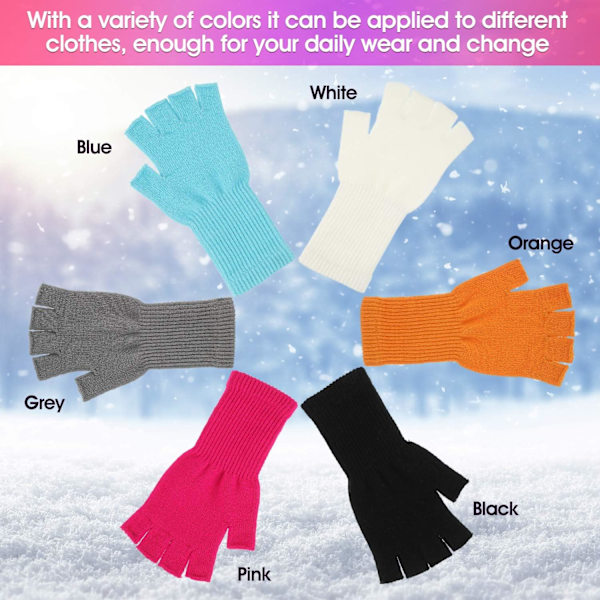 6 par unisex halvfingerhandsker varme
