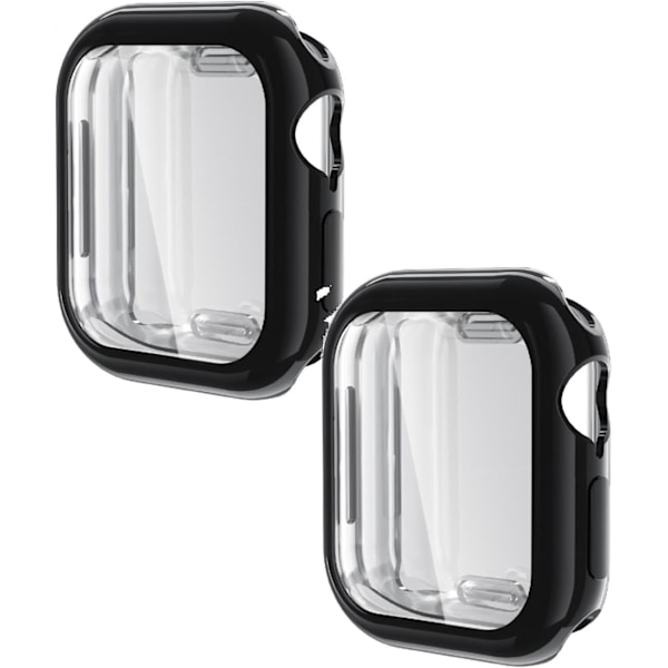 2-pack Skal Kompatibelt med Apple Watch 10 46mm med Skärmskydd, Flexibelt TPU Stötsäkert Repskydd Skal för 46mm Apple Watch 10 (Svart)