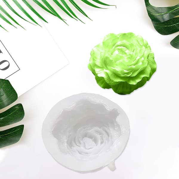 wxsp 2-pack Tjock Pionros Silikonform - 9,4x9,4x3,8cm Stor Storlek 3D-Blomform - Doftljus Tvål Gipsform - Transparent