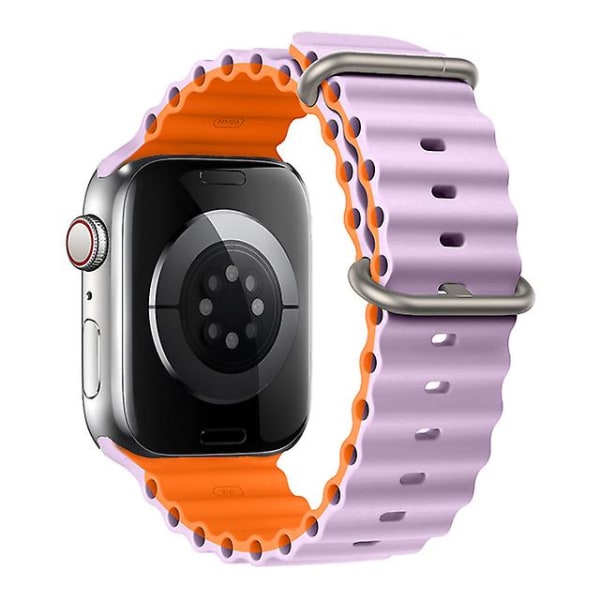 Rem til Apple Watch Ultra Band 49mm 44mm 40mm 45mm 41mm 42mm 45 Mm Urrem Silikone Armbånd Iwatch Series 7 8 4 5 6 3 Se Light purple-orange 42mm 44mm 45mm 49mm