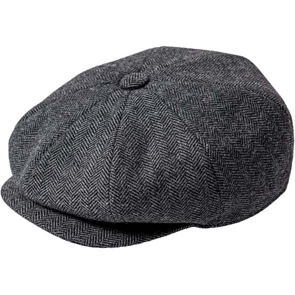 Herrar Ullblandning 8 Panel Newsboy Cap Tweed Hat Snap Brim