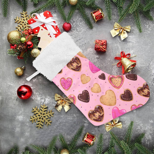 Julklapp, personliga julklappsstrumpor 2-pack Romantiskt hjärta Dessert Donut 45,7 cm Julstrumpor Hängande Ornament Kamin för B