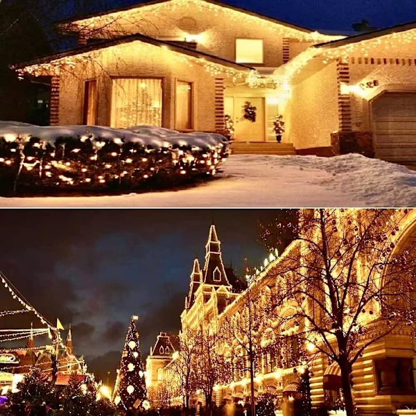 4-pack varmvita solcellslampor för jul utomhus, vattentäta, 400 LED 132 fot solcellslampor med 8 lägen, solcellslampor med varm vit tråd