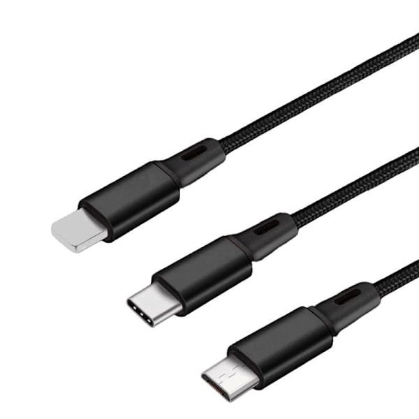 JF Multi-Head Laderkabel. 4FT Tre-i-ett Multi Laderkabel