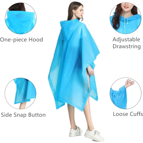 Regnponcho Regnrock för vuxna - 2-pack EVA Plast Vattentät Regn