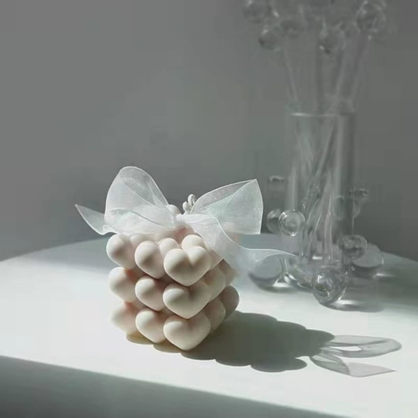 3D Hjärtbubbla Kub Ljus Form DIY Staplade