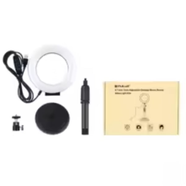 PULUZ Pyöreäpohjainen pöytäteline + 4,7 tuuman 12 cm 3 tilan USB himmennettävä LED-rengasvalovloggausvalaisin, säädettävä