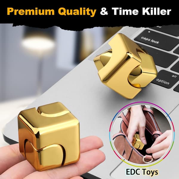 Infinite Gear Fidget Cube - 2-i-1 Transformabel Spinner - Stresslindring (Guld)
