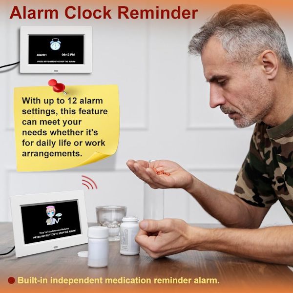 Digital klocka med datum och veckodag för äldre2 larm Medicinpåminnelse Demens Alzheimers Klocka Kalender med extra stor display (7