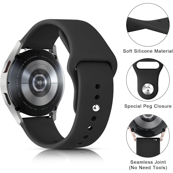 20 mm silikonband kompatibelt med Galaxy Watch 4/5/6 44 mm