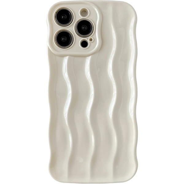 iPhone 15 Pro Max -kotelo, veden aaltoileva kuvio kihara aalto kehys pehmeä yhteensopiva iPhone-kotelon kanssa (valkoinen, iPhone 15 Pro Max) valkoinen