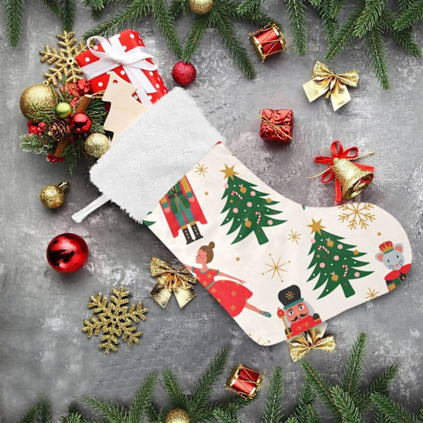 Julklapp, Personliga Julklappsstrumpor 2-pack Julgran med Ballerina Nötknäppare 45,7 cm Julstrumpor Hängande Ornament Ka