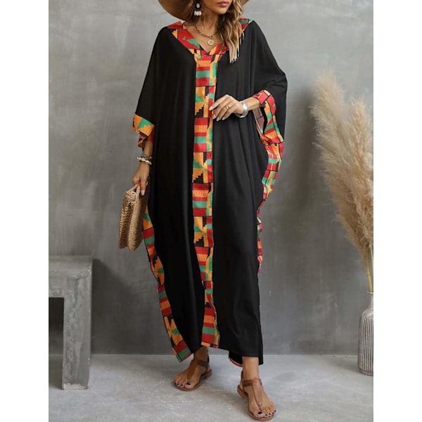 Kvinder Badetøj Cover Up Etnisk Print Kaftan Strand Maxi Kjoler