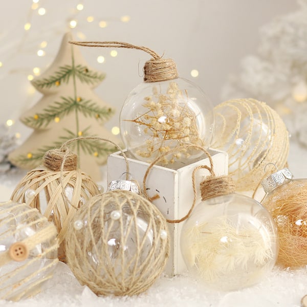 Gjennomsiktige julekuler til juletrepynt