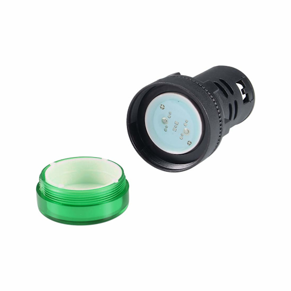 10 st grön indikatorlampa AC/Dc 12V, 22Mm panelfäste