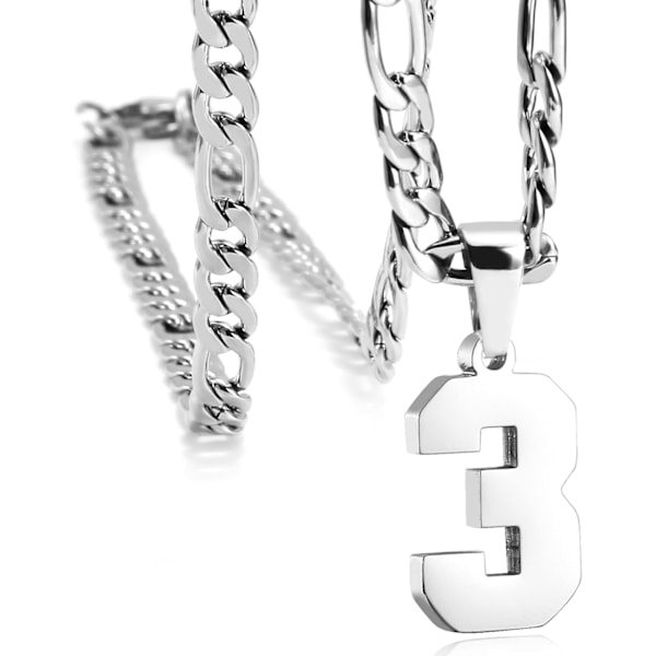 Personalized Jersey Number Necklaces for Men, Stainless Steel Sport Pendant